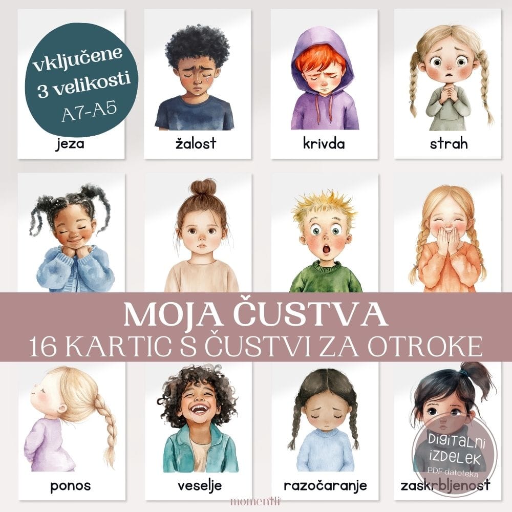 Kartice s čustvi za otroke