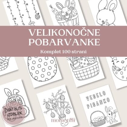 Velikonočne pobarvanke – 100 strani ustvarjalnega barvanja za najmlajše (PDF)