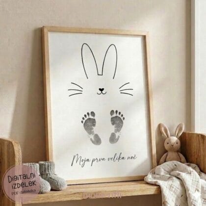 Velikonočni odtis stopal – Moja prva velika noč | ustvarjalna predloga za otroke (PDF)