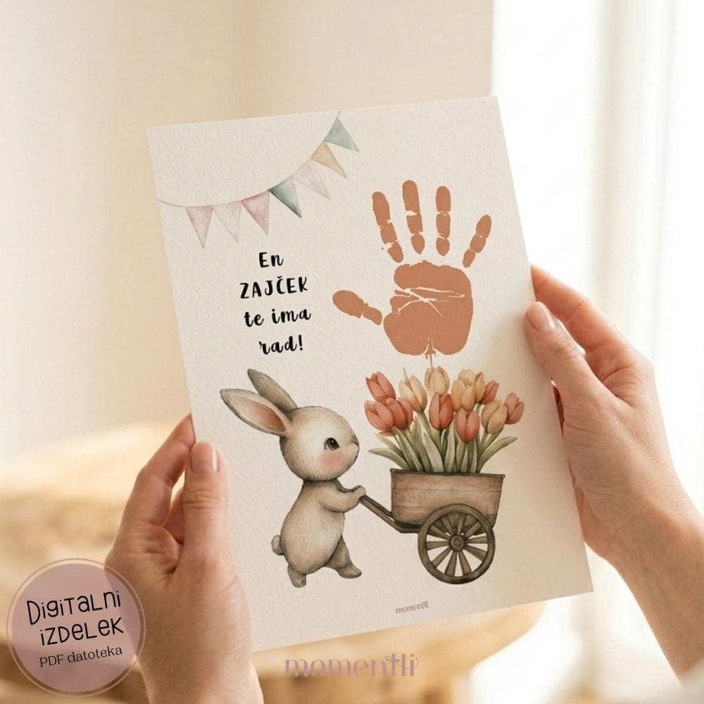 Velikonočni odtisi - zajček z vozom